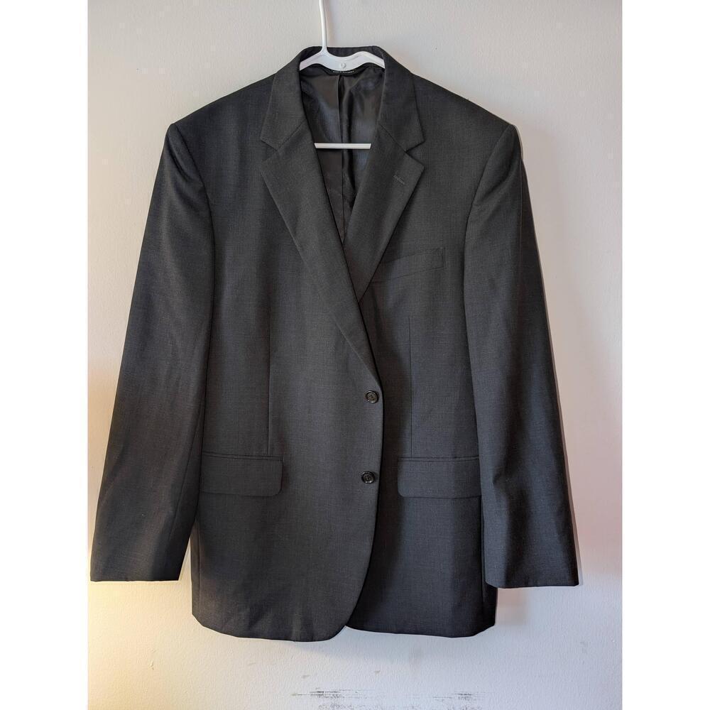 Jos A Bank Mens Blazer Black Wool Classic Fit Two Button Size 44R